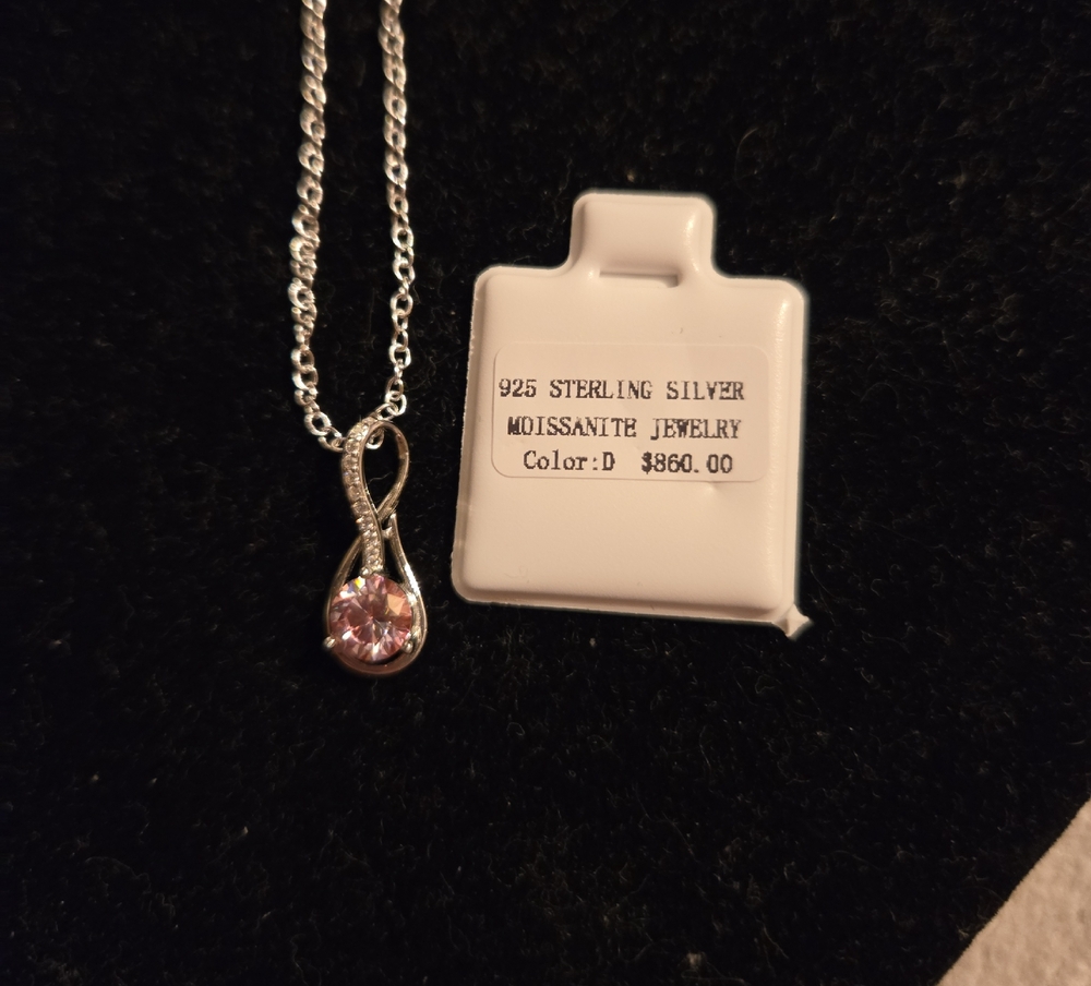Sterling Silver Pink Moissanite Necklace